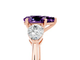 Rose gold Three-Stone Pear Cut Amethyst Ring with Pear Side Stones and Four-Prong Setting_5