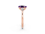Rose gold Three-Stone Pear Cut Amethyst Ring with Pear  Side Stones in Four-Prong Setting_38