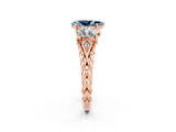 Rose gold Three-Stone Pear Cut Aquamarine Braided Band Ring with Four-Prong Setting_14