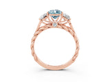 Rose gold Three-Stone Pear Cut Aquamarine Braided Band Ring with Four-Prong Setting_15
