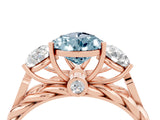 Rose gold Three-Stone Pear Cut Aquamarine Braided Band Ring with Four-Prong Setting_16