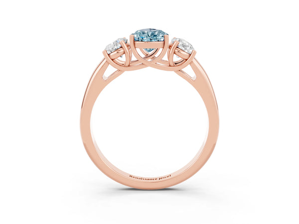 Rose gold Three-Stone Pear Cut Aquamarine Engagement Ring with Prong Setting