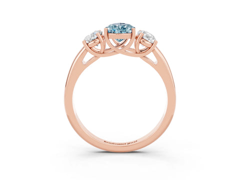Rose gold Three-Stone Pear Cut Aquamarine Engagement Ring with Prong Setting_3