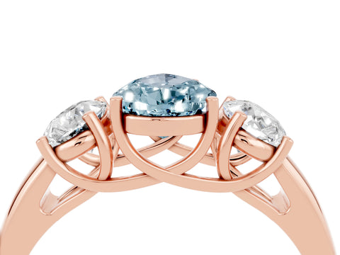 Rose gold Three-Stone Pear Cut Aquamarine Engagement Ring with Prong Setting_4