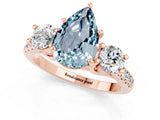 Rose gold Three-Stone Pear Cut Aquamarine Pavé Band with Four-Prong Setting_1