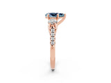 Rose gold Three-Stone Pear Cut Aquamarine Pavé Band with Four-Prong Setting_2