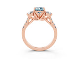 Rose gold Three-Stone Pear Cut Aquamarine Pavé Band with Four-Prong Setting_3