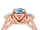 Rose gold Three-Stone Pear Cut Aquamarine Pavé Band with Four-Prong Setting_4