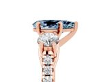 Rose gold Three-Stone Pear Cut Aquamarine Pavé Band with Four-Prong Setting_5
