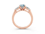 Rose gold Three-Stone Pear Cut Aquamarine Ring with Pear Side Stones and Four-Prong Setting_3