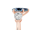 Rose gold Three-Stone Pear Cut Aquamarine Ring with Pear Side Stones and Four-Prong Setting_5