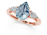 Rose gold Three-Stone Pear Cut Aquamarine Ring with Pear  Side Stones in Four-Prong Setting_13