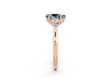 Rose gold Three-Stone Pear Cut Aquamarine Ring with Pear  Side Stones in Four-Prong Setting_14