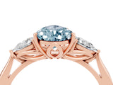Rose gold Three-Stone Pear Cut Aquamarine Ring with Pear  Side Stones in Four-Prong Setting_16