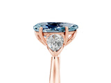 Rose gold Three-Stone Pear Cut Aquamarine Ring with Pear  Side Stones in Four-Prong Setting_17