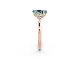Rose gold Three-Stone Pear Cut Aquamarine Ring with Pear  Side Stones in Four-Prong Setting_38