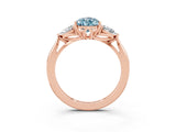 Rose gold Three-Stone Pear Cut Aquamarine Ring with Pear  Side Stones in Four-Prong Setting_39