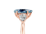 Rose gold Three-Stone Pear Cut Aquamarine Ring with Pear  Side Stones in Four-Prong Setting_41