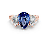 Rose gold Three-Stone Pear Cut Blue Sapphire Braided Band Ring with Four-Prong Setting_12