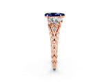 Rose gold Three-Stone Pear Cut Blue Sapphire Braided Band Ring with Four-Prong Setting_14