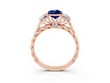 Rose gold Three-Stone Pear Cut Blue Sapphire Braided Band Ring with Four-Prong Setting_15