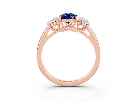 Rose gold Three-Stone Pear Cut Blue Sapphire Engagement Ring with Prong Setting_3