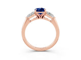 Rose gold Three-Stone Pear Cut Blue Sapphire Ring with Pear Side Stones and Four-Prong Setting_3