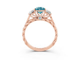 Rose gold Three-Stone Pear Cut Blue Topaz Braided Band Ring with Four-Prong Setting_15
