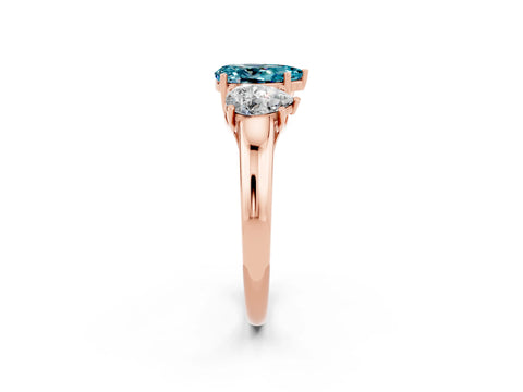 Rose gold Three-Stone Pear Cut Blue Topaz Engagement Ring with Prong Setting_2