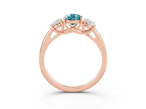 Rose gold Three-Stone Pear Cut Blue Topaz Engagement Ring with Prong Setting_3