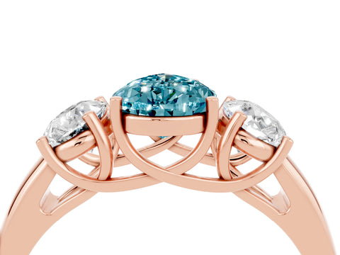 Rose gold Three-Stone Pear Cut Blue Topaz Engagement Ring with Prong Setting_4