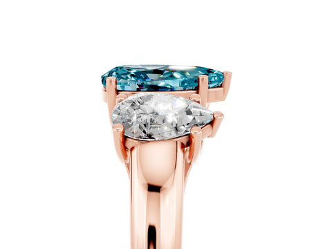 Rose gold Three-Stone Pear Cut Blue Topaz Engagement Ring with Prong Setting_5