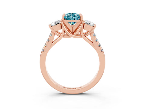 Rose gold Three-Stone Pear Cut Blue Topaz Pavé Band with Four-Prong Setting_3