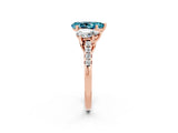 Rose gold Three-Stone Pear Cut Blue Topaz Ring with Pavé Band and Prong Setting_14