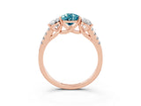 Rose gold Three-Stone Pear Cut Blue Topaz Ring with Pavé Band and Prong Setting_15