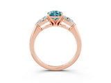 Rose gold Three-Stone Pear Cut Blue Topaz Ring with Pear Side Stones and Four-Prong Setting_3