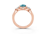 Rose gold Three-Stone Pear Cut Blue Topaz Ring with Pear  Side Stones in Four-Prong Setting_15