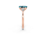 Rose gold Three-Stone Pear Cut Blue Topaz Ring with Pear  Side Stones in Four-Prong Setting_38