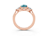 Rose gold Three-Stone Pear Cut Blue Topaz Ring with Pear  Side Stones in Four-Prong Setting_39