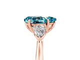 Rose gold Three-Stone Pear Cut Blue Topaz Ring with Pear  Side Stones in Four-Prong Setting_41