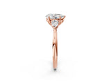 Rose gold Three-Stone Pear Cut Brilliant Diamond Solitaire Ring with Tapered Band and Four-Prong Setting_5