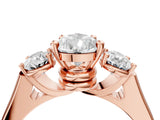 Rose gold Three-Stone Pear Cut Brilliant Diamond Trellis Ring with Comfort Fit Band_7