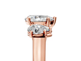 Rose gold Three-Stone Pear Cut Brilliant Diamond Trellis Ring with Comfort Fit Band_8