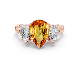 Rose gold Three-Stone Pear Cut Citrine Braided Band Ring with Four-Prong Setting_12