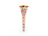 Rose gold Three-Stone Pear Cut Citrine Braided Band Ring with Four-Prong Setting_14
