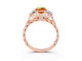 Rose gold Three-Stone Pear Cut Citrine Braided Band Ring with Four-Prong Setting_15
