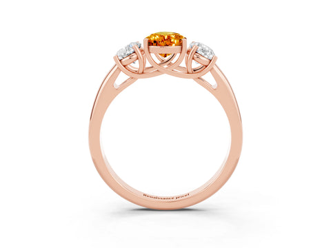 Rose gold Three-Stone Pear Cut Citrine Engagement Ring with Prong Setting_3