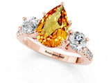 Rose gold Three-Stone Pear Cut Citrine Pavé Band with Four-Prong Setting_1