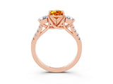 Rose gold Three-Stone Pear Cut Citrine Pavé Band with Four-Prong Setting_3