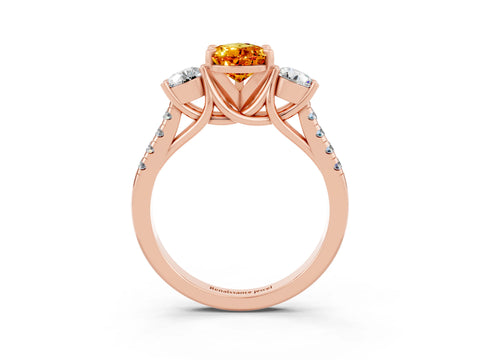 Rose gold Three-Stone Pear Cut Citrine Pavé Band with Four-Prong Setting_3